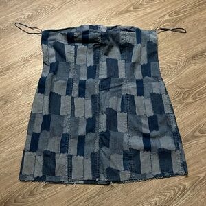 Wild Fable Denim Patchwork Strapless Dress, Sz XL